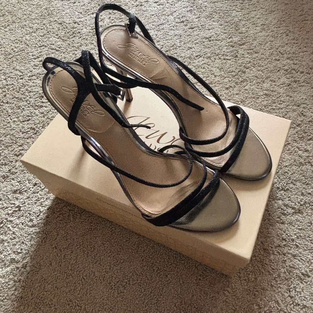 Elegant Black and Silver Women's Sandals